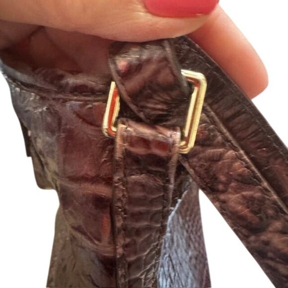 Brahmin Crocodile Embossed Leather Handbag With Tassel Accent & Gold Hardware - Picture 12 of 16